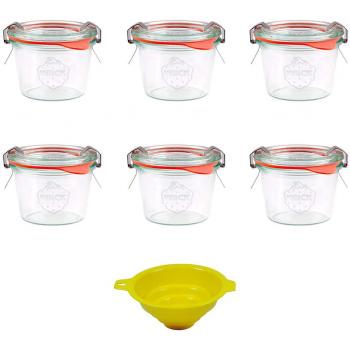 80 ml Preserving Jar Collection – 6 Vials with Secure Clips & Rings, Funnel Included