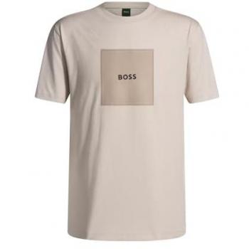 BOSS Green T-Shirt mit Label-Print in Beige, Größe XXXL