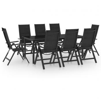 Set d'extérieur vidaXL 9 pièces table & chaises en aluminium anthracite