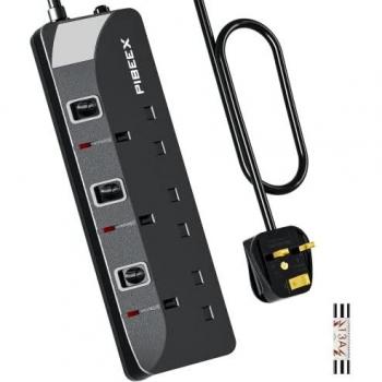 Pibeex 5m Wall‑Mountable 3‑Outlet Power Cable