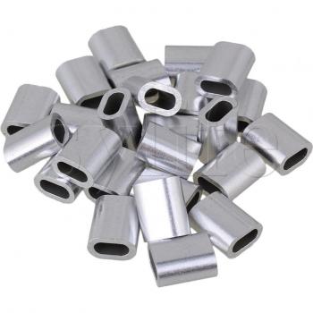 Aluminum Swage Clip M5 Silver Oval Shape Wire Rope Clip Set of 25