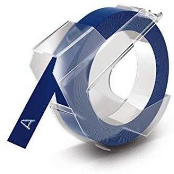 Dymo S0898140 White on Blue Embossing Tape