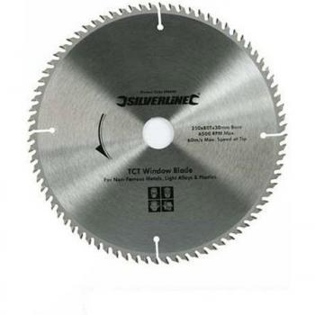 Disco de TCT 250 mm Silverline 598444 para ventanas de UPVC, 80 dientes