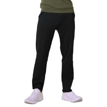 Enorsia Men's Casual Slim Trousers with Drawcord – Black, Medium
