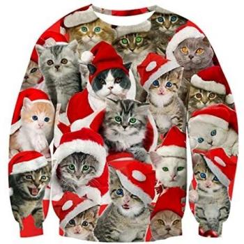 Weihnachts-Sweater mit Katzenprint – Neuheit 2024