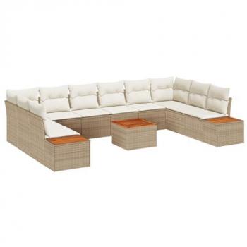 VidaXL Garten-Loungesofa-Set 11 pcs Beige mit Kissen