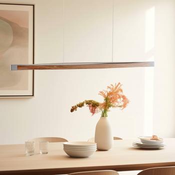 Kiera LED Ceiling Light, Oak/Nickel Finish, 118 cm