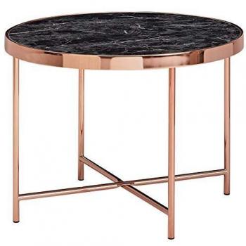 Wohnzimmertisch FineBuy – Rundes Couchtisch-Design mit Kupfergestell