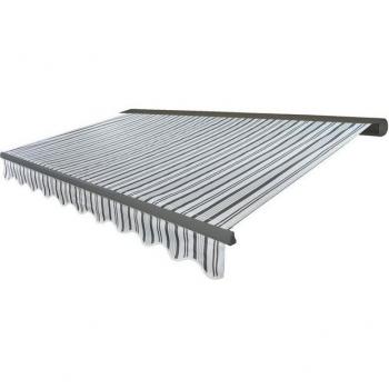 H122 4 × 3 m MCW Vollkassette – Polyester‑Markise grau/weiß