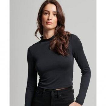 Superdry Women’s Open‑Back Long Sleeve Tee – W6011737A – Schwarz, Lässig, Modal
