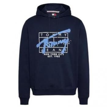 Sudadera Hombre Tommy Hilfiger Tjm Reg Azul L con Capucha y Spray Reg