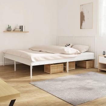 VidaXL Metal Bed Frame with Headboard White 183x213 cm