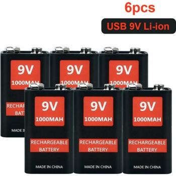 Mikro USB 9 Volt 1000mAh Li-Ion Akku 6F22 für RC Hubschrauber