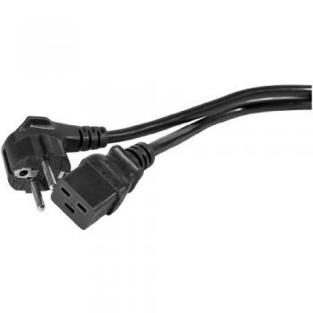 Câble noir de 2 mètres avec connecteur mâle et femelle CEE7/7 et connexion IEC C19 pour prise de courant H05VV-F