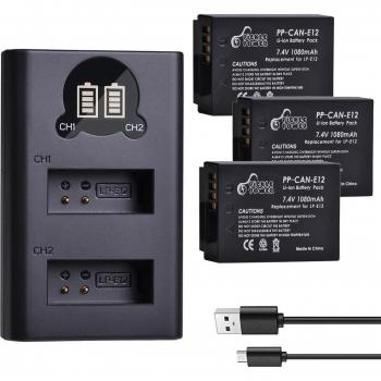 4 Pcs LP-E12 Batteries & USB Charger for Canon EOS M Cameras