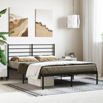 Metal Bed Frame with Headboard Black vidaXL 75x190 cm Small Single