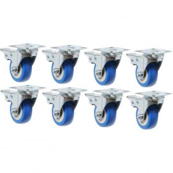 8 Pack 2 inch Blue Swivel Casters with Plate