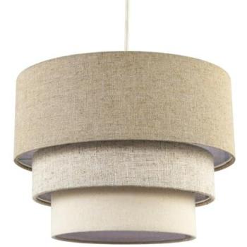 Modern Trio-Tier Cotton Fabric Lamp Shade – Beige, 12