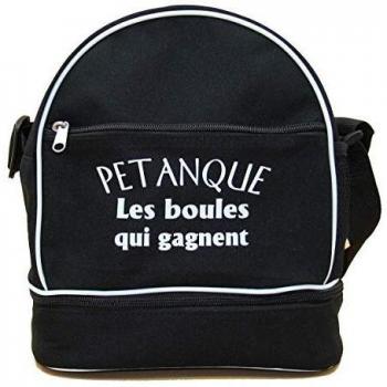 Sac bandoulière noir Les Boules Qui Gagnant (pour 3 boules de pétanque)
