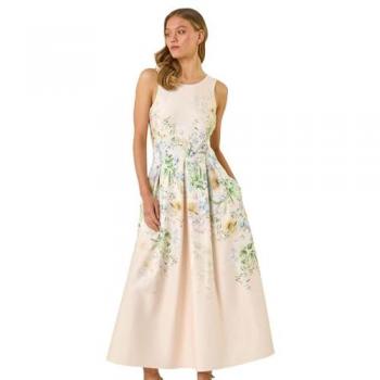 Roman Women’s Floral Stretch Midi in Cream – Size 18