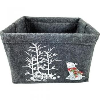 TrendLine Weihnachtsfilzkorb 36 x 28 x 23 cm grau