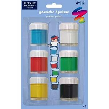 Gouache pour enfants Lefranc Bourgeois 6 pots de 22ml