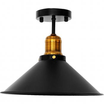 Suspension lumineuse AC220V E27 – Lustre industriel à abat-jour rond