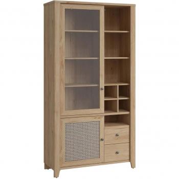 2 Drawer Cestino Display Cabinet in Jackson Hickory Oak