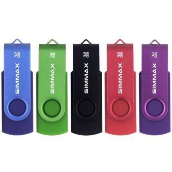 SIMMAX 5‑Stück-Set 32 GB USB‑Flash Drives – Roter, Lila, Grüner, Blauer und Schwarzer Speicherstick
