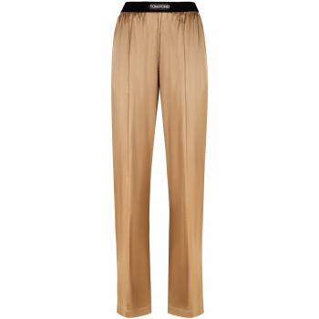 Pantaloni Dritti in Raso di Seta Champagne Tom Ford Taglia S
