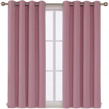 Deconovo Blickdichte Ösenvorhänge 138x168 cm Rosa 2er Set