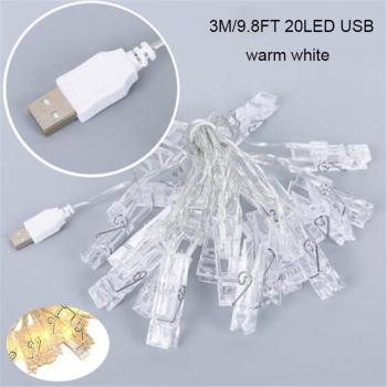 USB LED String Lights with Photo Clips