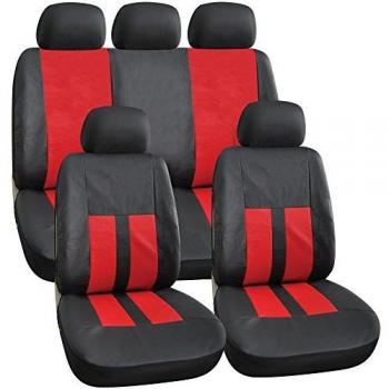 Alaska Leather Look Seat Cover Set (Black & Red) – Streetwize
