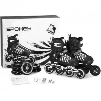 Spokey KHAN Inline Roller Skates Black/White Size 31-34 ABEC7 Carbon