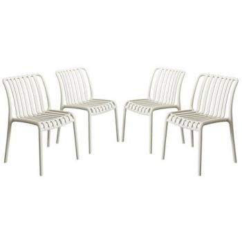 Kit de 4 chaises de jardin SWEEEK : beige, plastique, empilables, pré‑assemblé