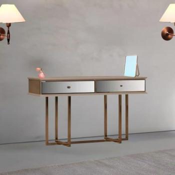 Vizio Eliza – Toeletta con 2 Cassetti, Stile Metallo Vison Cream Oro