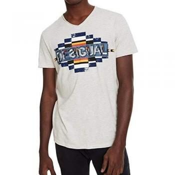 Desigual – T-shirt geométrica Balthasar – Gris Claro