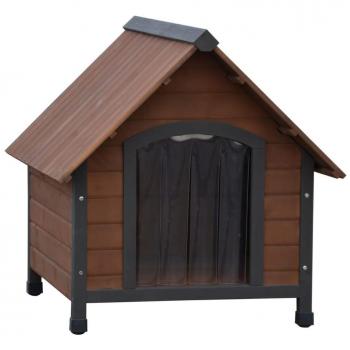 Caseta de perros con solapas de plástico marrón 102x82x87 cm