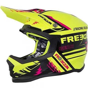 Freegun XP4 Nerve Jugend-Motocross-Helm in Gelb und Größe Y/S (49/50) mit leichtem Design und verstärkter EPS-Innenschale