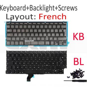 MacBook Pro Retina 13 A1502 Backlit French AZERTY Keyboard + 100 Screws