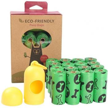 Bolsa para desechos de mascotas YICHONG, 16 rollos, biodegradable, dispensador incluido