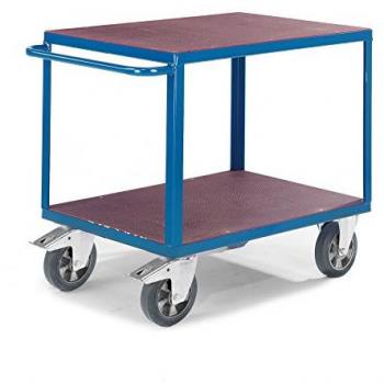 Rollcart double niveau 1000 × 700 mm – Capacité 1200 kg – Roulettes plastiques – Bleu gentiane