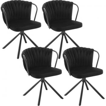 Chaise Scandinave WOLTU – Lot de 4 fauteuils noirs en velours, pivotant