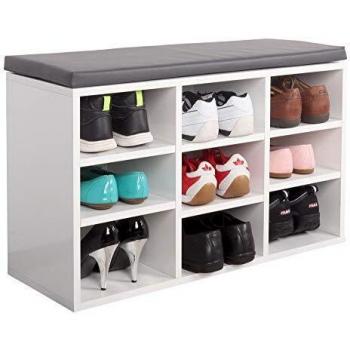 RICOO Schuhregal Sitzbank Holz Weiss 79x49x30 cm
