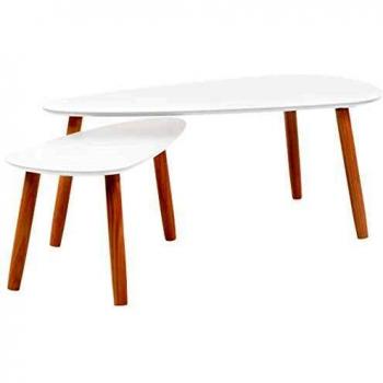 Kiefernholz Beistelltisch Set 2er Weiß