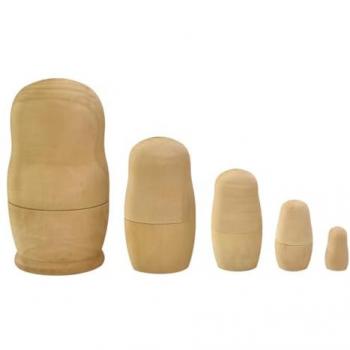 Ensemble de 5 poupées russes en bois à décorer (2,5 à 11 cm)