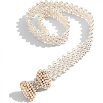 Cinturón de Joyas: Cadena de Cristal y Perlas