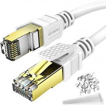 2000MHz 15 m Shielded Cat‑8 LAN Wire