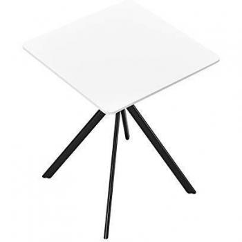 Table à Manger Blanc 60cm x 60cm x 75cm MDF Métal 2 Personnes