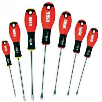 Cacciaviti USAG 322 SH7, set da 7 pezzi (croce e taglio)